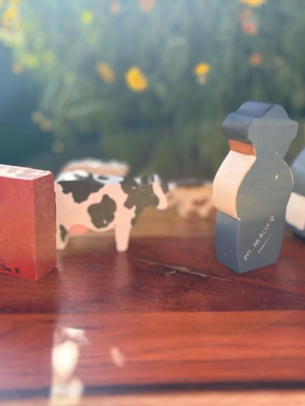 90s Hand Painted Wooden Farm Figurines